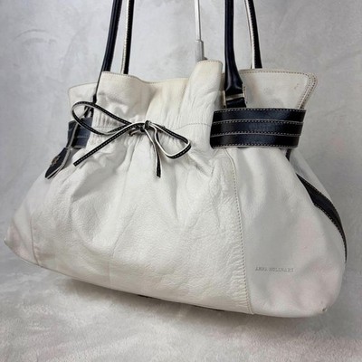 Anna Molinari Leather Tote Bag White Italy Women's Large Authentic