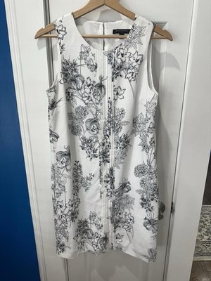 Banana Republic Floral Dress Black White Sleeveless Shift Minimalist