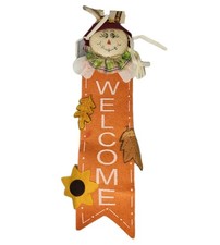 Welcome Scarecrow Door Hanging Sign Fall Autumn Harvest Thanksgiving Home Decor