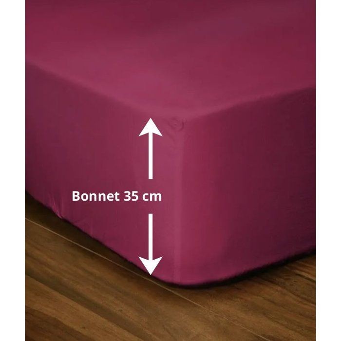 Drap-housse LOVELY HOME LH71609 fuchsia grand bonnet 35cm pour lit 2 personnes