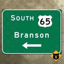 Missouri US 65 south Branson freeway highway road sign 12x9