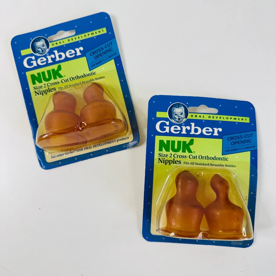 Cross Cut NuK Orthodontic Nipple 2-Pack Size 2 GERBER 1992 Lot of 2 -Total of 4 - Image 4 of 4