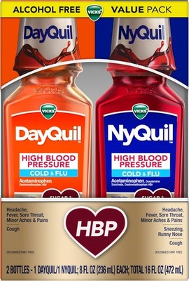 VICKS DayQuil & NyQuil High Blood Pressure Cold & Flu Relief Liquid Medicine Co-