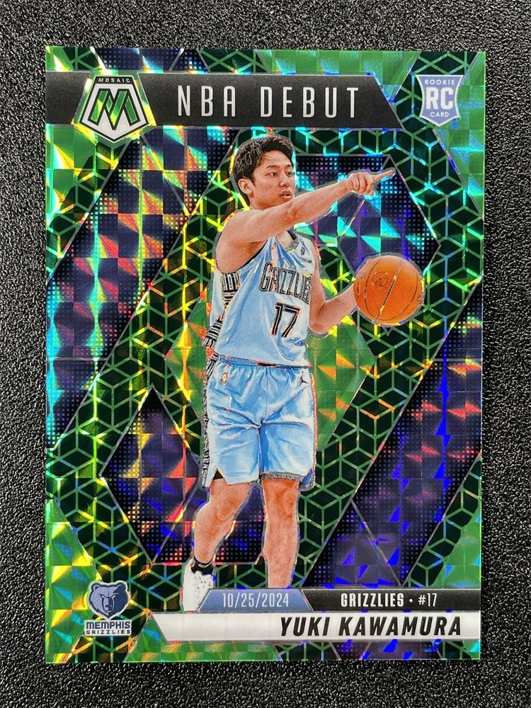 2024-25 Panini Mosaic Yuki Kawamura #265 NBA Debut RC Spectris Green FOTL /5