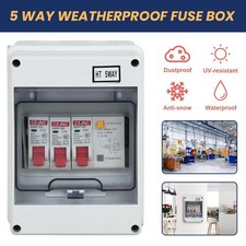 5 Way Garage Shed Caravan Van Camper Consumer Unit Fuse Box with 2 x MCB and RCD