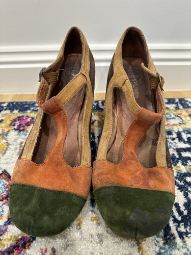 Jeffrey Campbell Hecho a Mano Ibiza Gamuza T Bar Mary Jane Tacones de Cuña EE. UU. 8.5 Y2K - Imagen 2 de 9