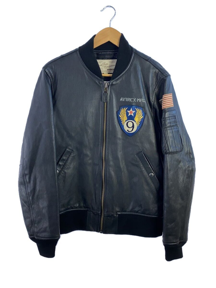 Avirex MA-1 Flying Sharks Goat Leather Jacket Black Size L Avirex MA-1 Flying Sharks Goat Leather Jacket Black Size L