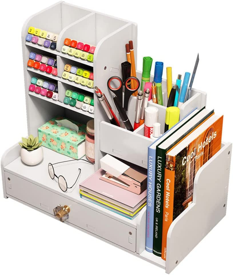 Offerta Organizer Scrivania Bianco - Portapenne DIY con Cassetto