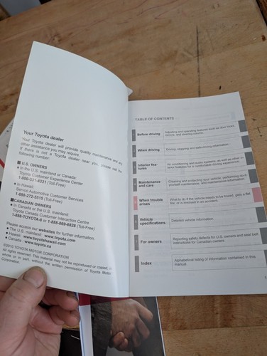 2011 Toyota Camry Owners Manuals In Black Leather Zip Pouch Maintenance Log - Picture 9 of 23