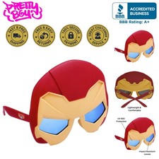 Round Iron Man Sunglasses with UV Protection - Perfect for Costume Parties