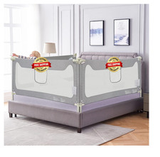 Barandilla De Cama Para Ni os Peque os Con Base En Forma De U, Gris,1PCS, 74.8"