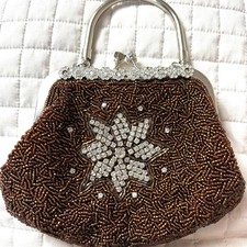 Beaded Evening Bag / Purse with Rhinestone Detailing