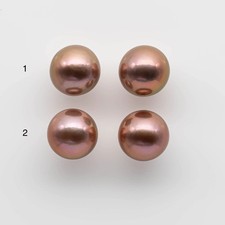 11-12mm Round Edison Pearl in Natural Rose Gold Color with Beautiful Luster, Ma