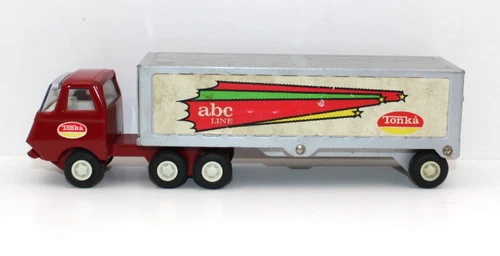 Tiny Tonka made in Japan abc Line Long-haul Truck & Trailer HTF Pressed steel