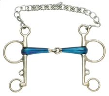 “Western Blue Steel Snaffle Curb Bit – Sweet Iron Mouth, SS Shanks & Curb Chain