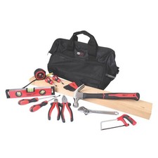 Hand Tool Kit 22 Piece Set Handy Man Hex Key Pliers Level Hacksaw Wrench Hammer