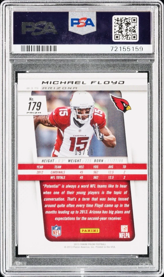 2013 Panini призма Майкл Флойд призмы золото PSA 10 /10 кардиналов - Изображение 3 из 3