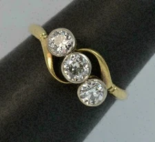 Lab Created 1.50 Cttw Round Diamond Three Stone Ring 14K Yellow Gold Plated 925