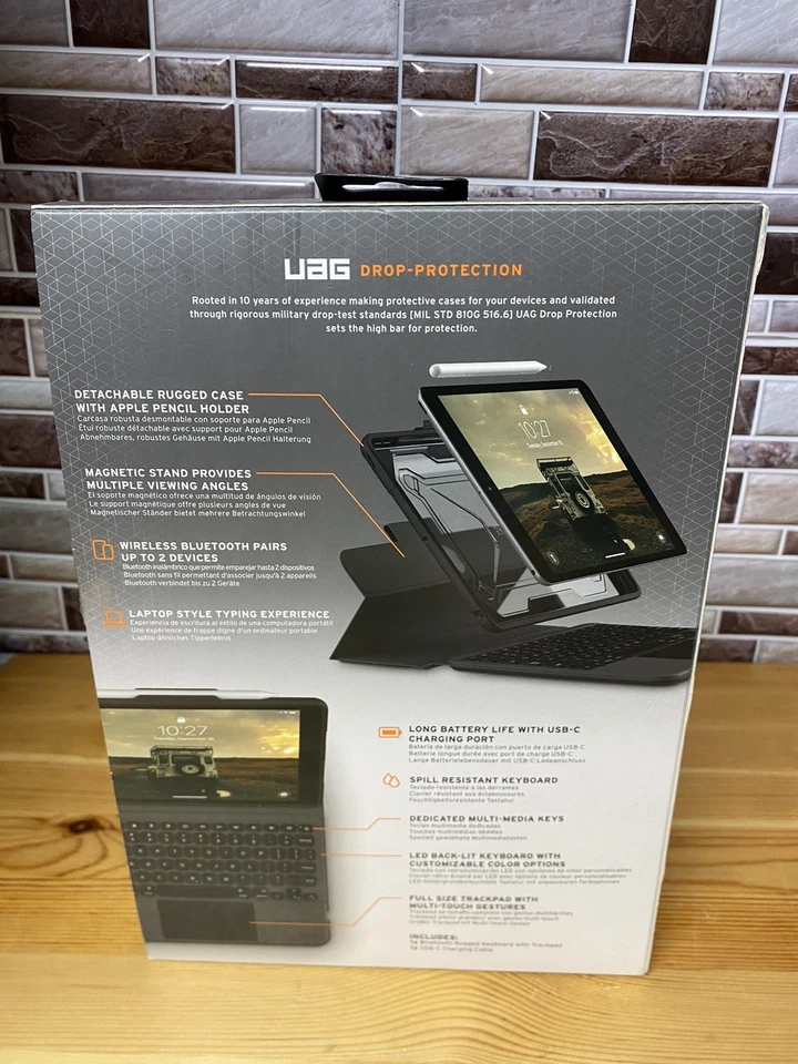 Funda con Teclado Resistente Bluetooth UAG con Trackpad para iPad 10.2" 7ª 8ª 9ª Generación  Foto 2 de 4