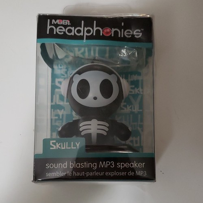 #ad MOBI Headphonies Skully Portable Speaker Clip On Wired Black White 70126 $16.00