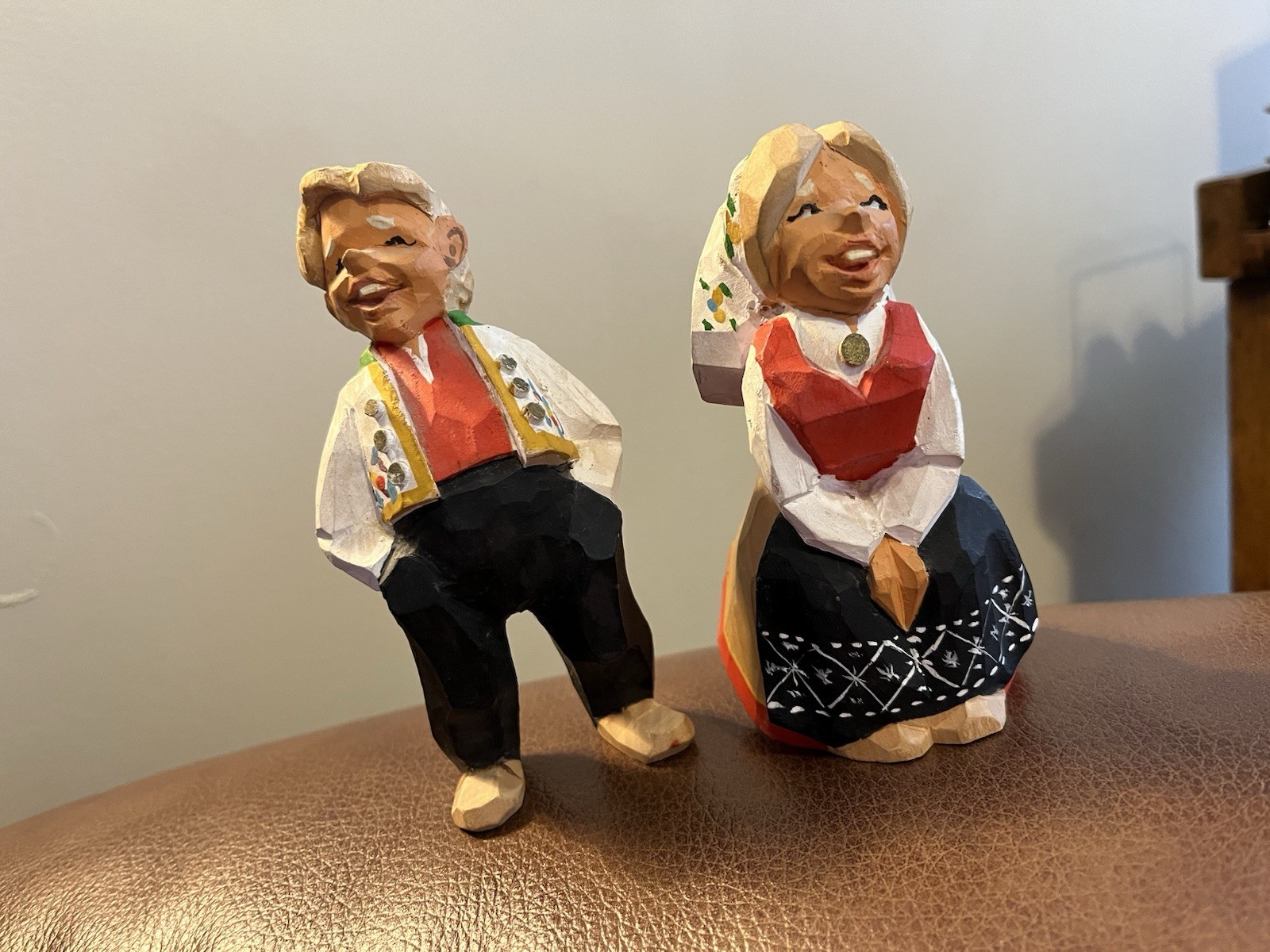 Hand Carved And Painted Wooden Norwegian Or Swedish￼Couple