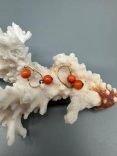 antiker Korallenschmuck, Ohrringe, 585 Gelbgold, 1.29 g, 1.4 cm hängend