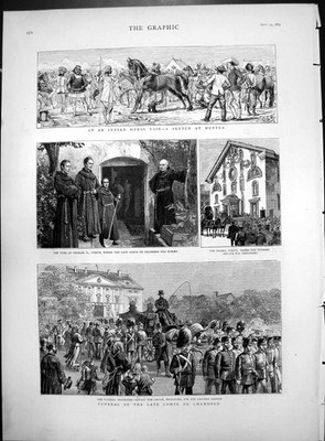 Antiker Druck Indianer Pferdemesse Muttra Beerdigung Comte de Chambord Grab 1883 19.
