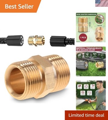 Heavy-Duty Brass M22 Pressure Washer Hose Connector - 4500 PSI Quick Connect