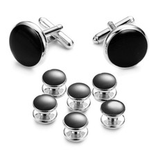 Cufflinks and Studs Set Blanks Round 4 Colors Shirt Tuxedo Buttons Packed in ...