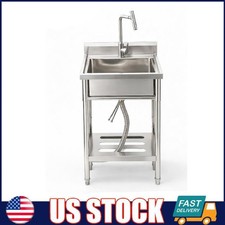 Freestanding Stainless Steel Utility Sink with Faucet, Commercial Kitchen Sink