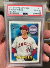 2018 Topps Heritage #17 Shohei Ohtani ROOKIE SP ACTION PSA 10 Gem Mint Low Pop!!