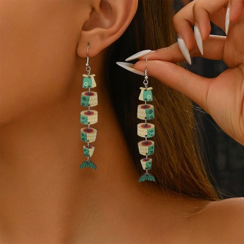 5Pairs Hook Piercing Salmon Fish Earrings Beach Drop Earrings Party