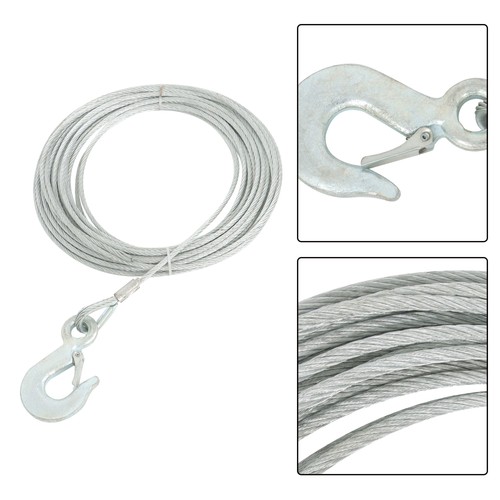 Cavo verricello corda metallica zincata 3/16" x 50 piedi 7x19 fili con gancio 1/4" G70 - Foto 14 di 20