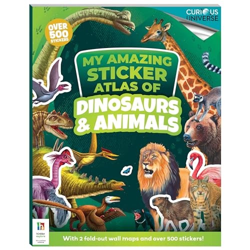 Hinkler Kids Dinosaurs And Animals Amazing Sticker Atlas Book  : 31X24cm - Image 2