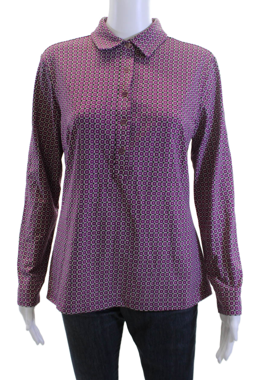 J. Mclaughlin Women Basic Button-Up Black Geometr… - image 1