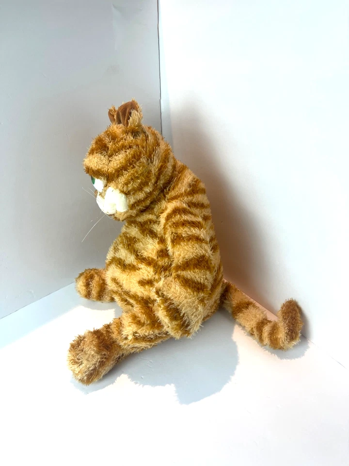 Brinquedo de pelúcia laranja gordo animal de pelúcia amarelo realista gato malhado gatinho brinquedo 16" - Imagem 3 de 4