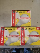 Lot Of 3 18 Bulbs GE 100W Soft White Light Bulbs A19 Double Life Vtg Old Style