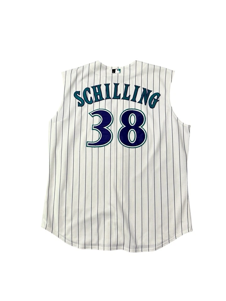 Vintage 90s Majestic Arizona Diamondbacks Auténtico Sin Mangas Curt Schilling Foto 2 de 4