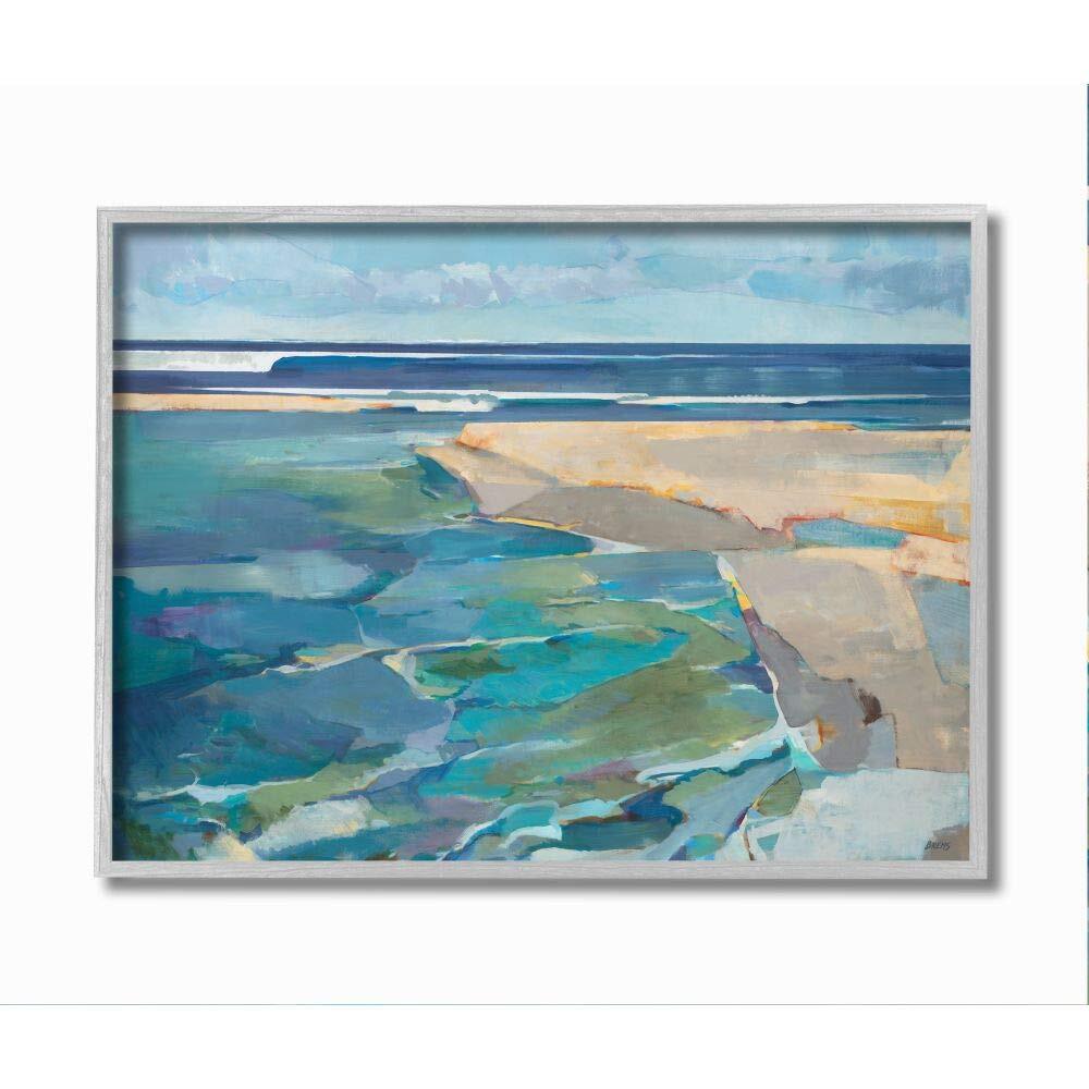 Pastel Cubism Abstract Beach Landscape Artwork for Modern Decor