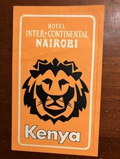 Hotel Inter-Continental Nairobi Kenya Vintage Sticker Africa
