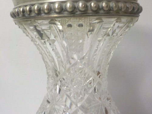 Libbey ELLSMERE American Brilliant Cut Glass Vase, Reed & Barton Sterling Top - Picture 8 of 12