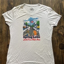 Spring Lake Five 5 mile run tee shirt NJ shore 2018 performance women's L v-neck