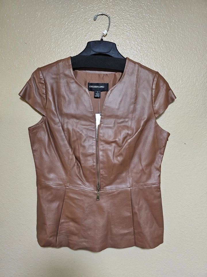 (2) COLEEN LOPEZ URBAN TWIST CUERO GENUINO Cintura Peplum Marrón, Negro Talla 12 Foto 4 de 4