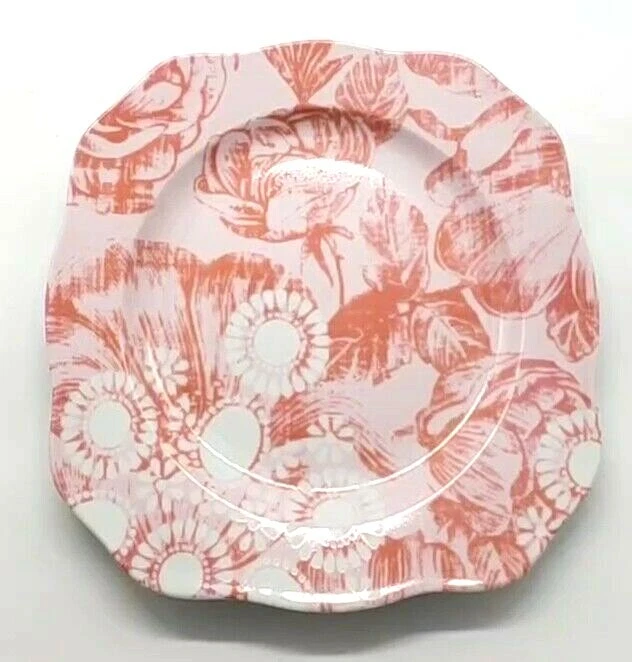 JUEGO DE 4 Platos de Ensalada Cuadrados Estampados Rosanna 8" Verde Paisley Rosa Floral Azul Rollo Foto 2 de 4