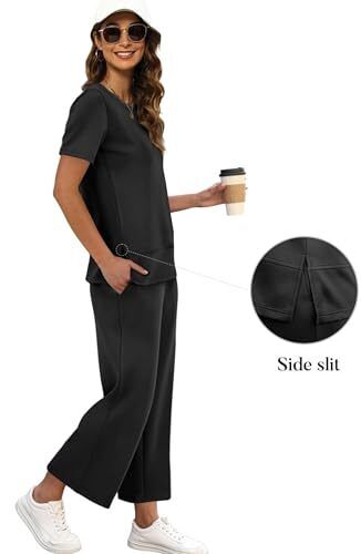 Damen 2-teiliges Lounge Set Mode Reise Outfits Flughafen X-Large A schwarz - Bild 3 von 6