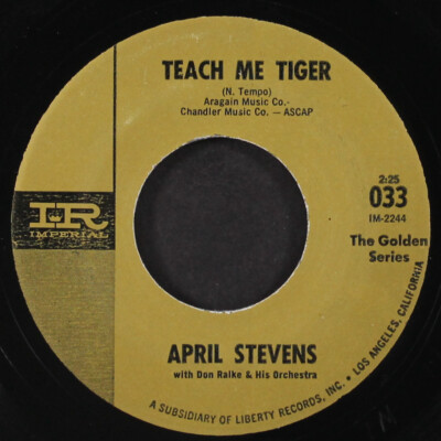 APRIL STEVENS: teach me tiger / that warm afternoon IMPERIAL 7'' Single 45 RPM