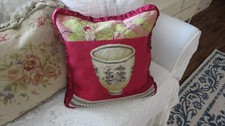 GORGEOUSAsian meets French Chic Aubusson style Petit Point Needlepoint Pillow 2