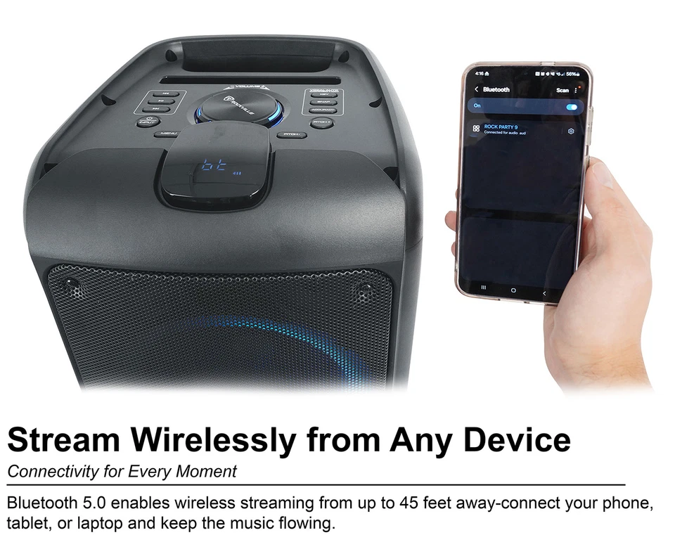 Rockville ROCK PARTY 9 Dual 8" Home/Portable Bluetooth Speaker Deep Bass+Effects - Image 4 of 4