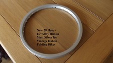 28 Hole 16" NOS Alloy Rims. Matt Silver for Vintage DAHON Folding Bike. Set of 2