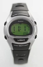 Armitron Unisex Silver Plastic Black Rubber Light Date Alarm 50m Quartz Watch